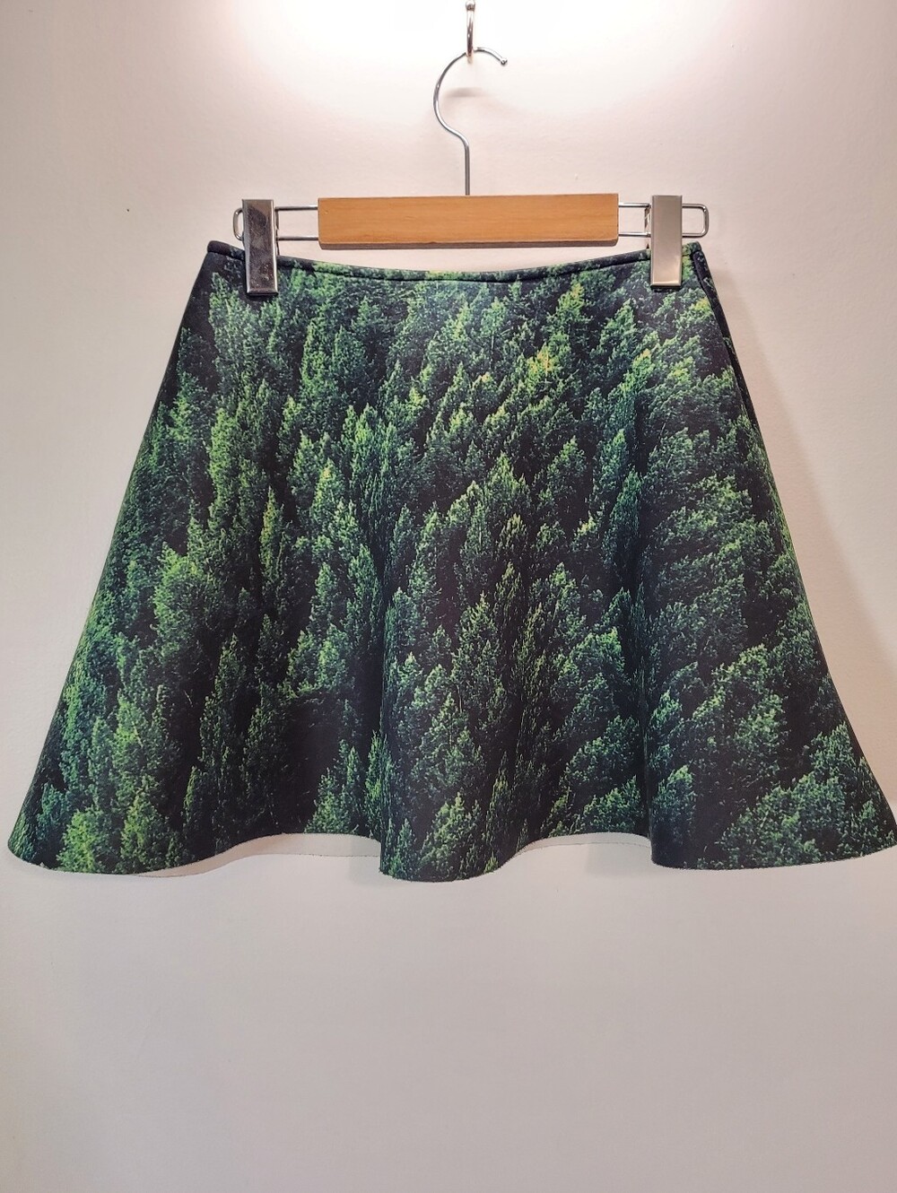 Aloha From Deer Green Forest Print Mini Skirt - Flared Women's Skirt - Size Xs